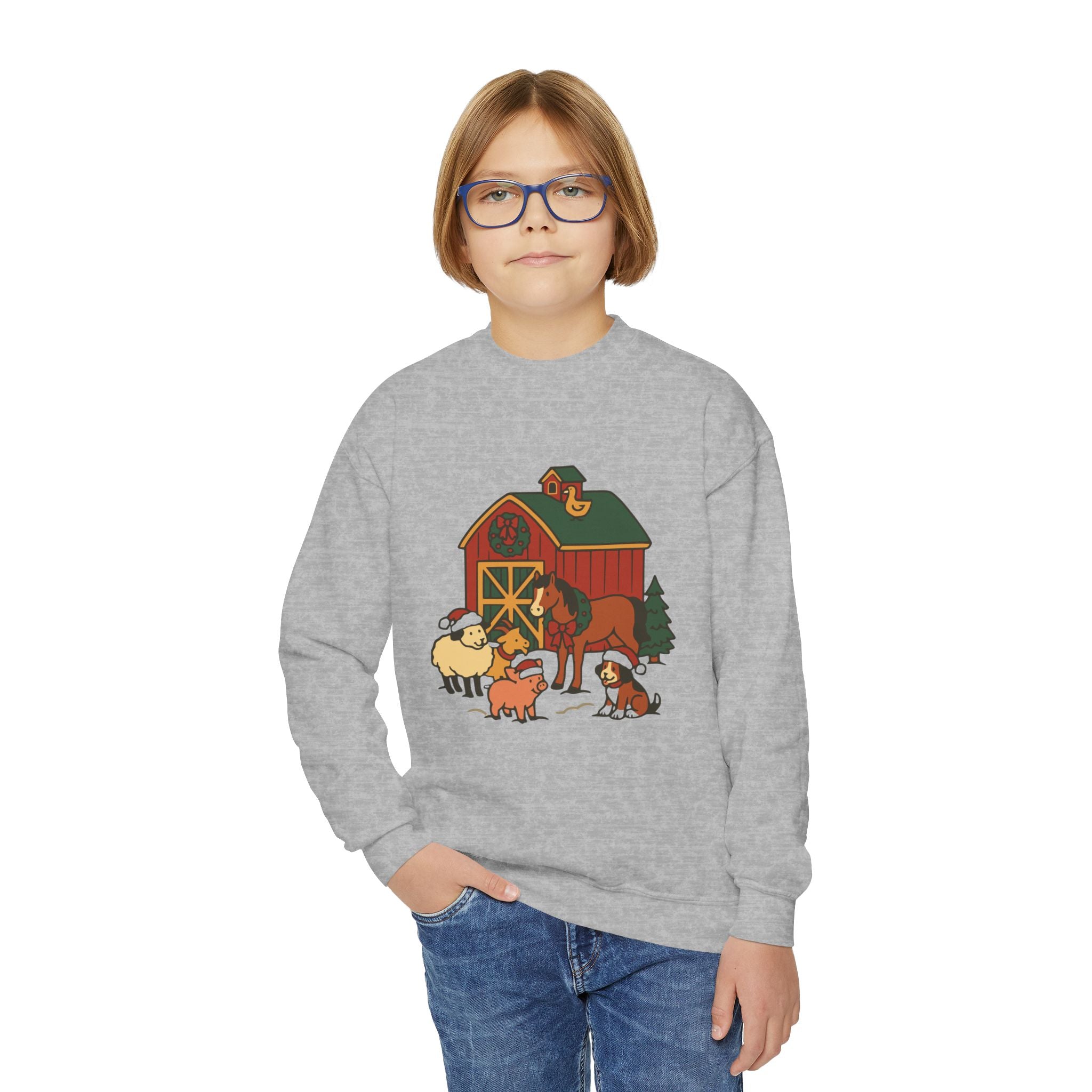 YOUTH Farm Friends Barn Holiday Sweatshirt