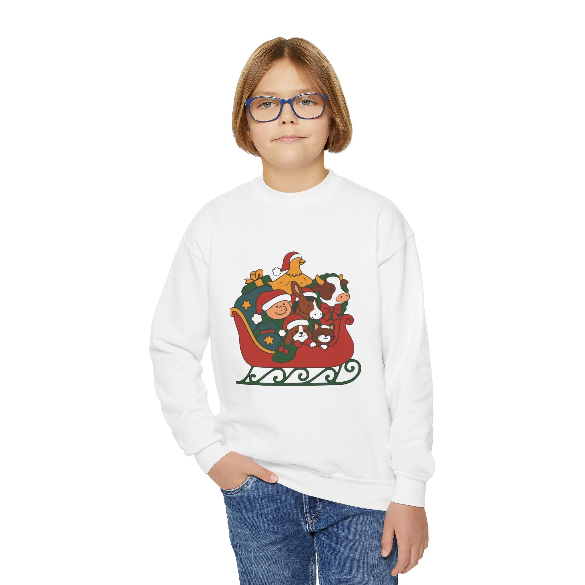 YOUTH Farm Friends Sleigh Holiday Sweatshirt