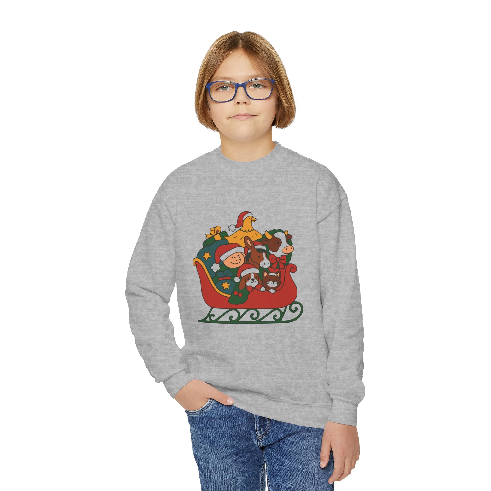 YOUTH Farm Friends Sleigh Holiday Sweatshirt